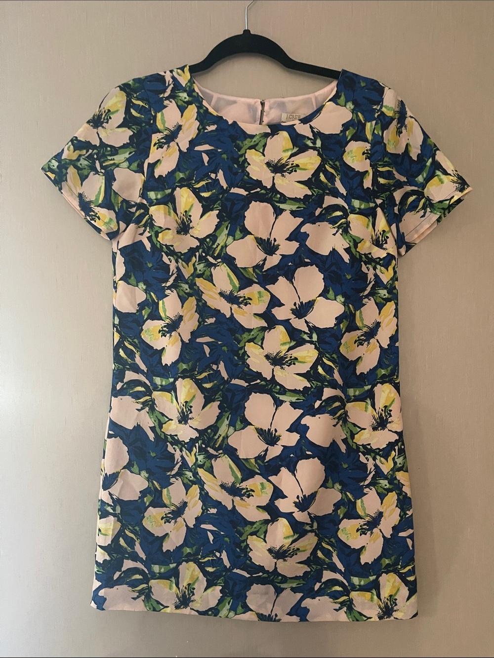 J crew 2 petite Floral Shift Dress in Navy, Cream & Lime
